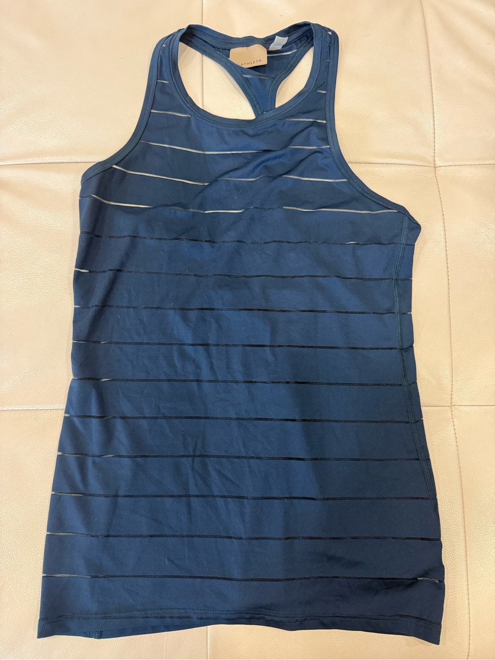 Athleta Navy Striped Racerback Tank